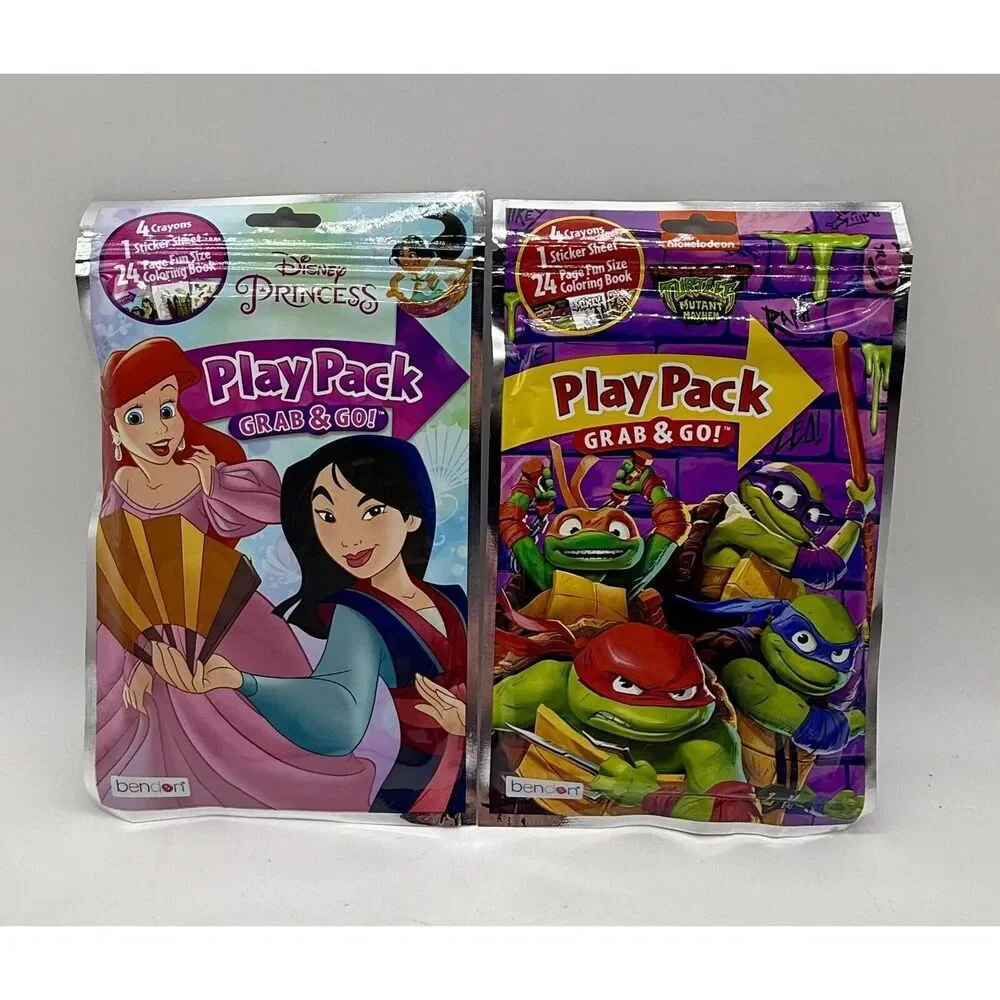 1 Disney Princess & 1 Teenage Mutant Ninja Turtles‎ Grab & Go Play Packs